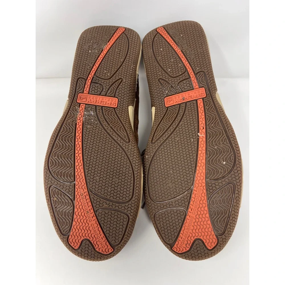Sperry Sea Kite Sport Moc Boat Shoes Mens 10 Brown Leather Mesh Sides Loafers